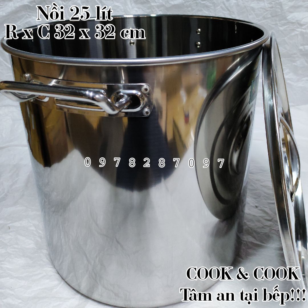 Nồi súp inox 20, 25 lít Vietcook đáy từ size 32 nồi hầm xương, nồi luộc gà, nồi luộc bánh trưng