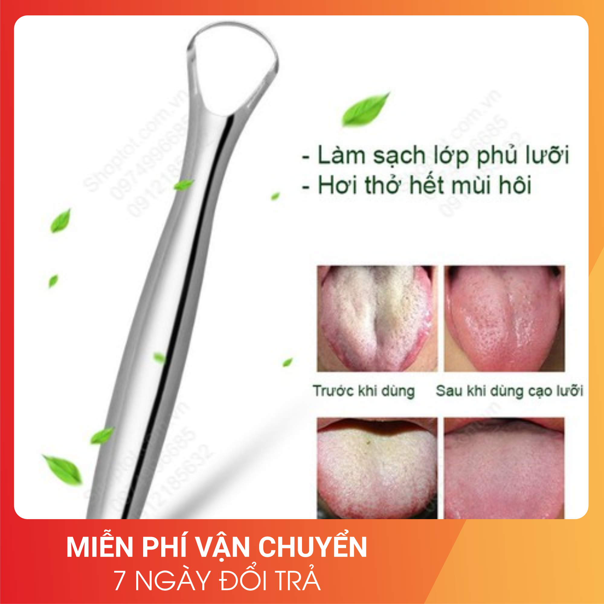 Dụng Cụ Cạo Lưỡi- Vệ Sinh Răng Miệng, Làm Từ Inox Không Gỉ, Dễ Sử Dụng Phù Hợp Mọi Giới Tính, TITM29