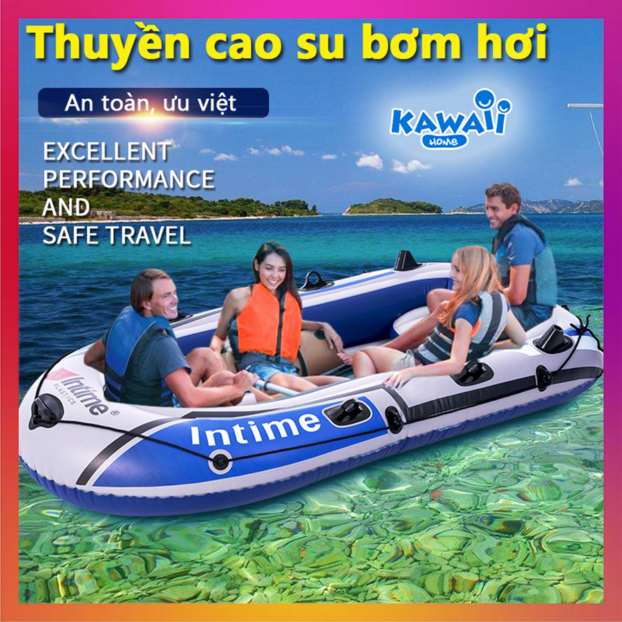 Thuyền bơm hơi câu cá INTIME, Phao xuồng bơm hơi chứa 3-4 người chắc chắn, Xuồng hơi dã ngoại Kawaii Home