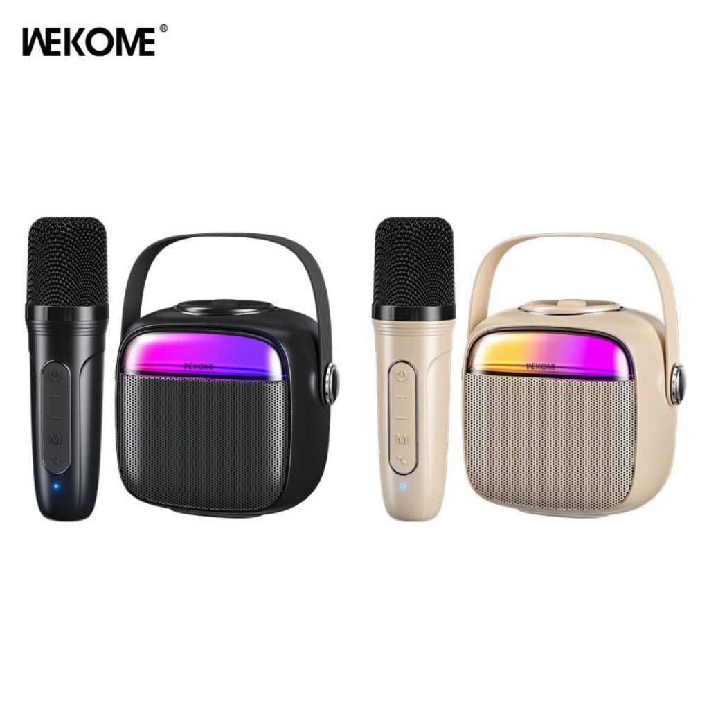 Loa bluetooth mini karaoke WEKOME D43, loa mini có mic nhỏ gọn đèn LED âm thanh sống động không dây - Life Style 4U