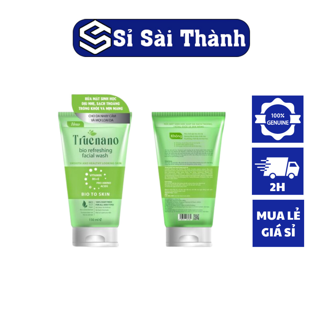 Gel rửa mặt sinh học dịu nhẹ, sạch thoáng da, trông khỏe và mịn màng Truenano Bio Refreshing Facial wash 150ml