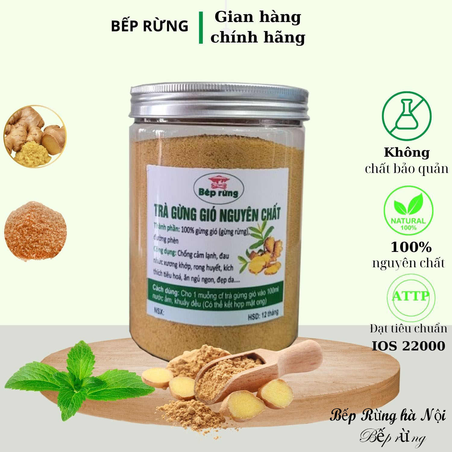 Hũ 500gram Trà Gừng Gió đường phèn nguyên chất thiên nhiên tiệm trà thiên nhiên