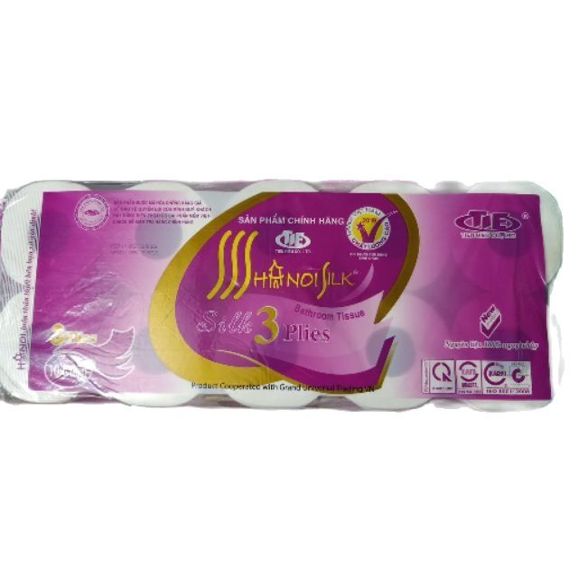 GIẤY VỆ SINH HÀ NỘI CÓ LÕI 10 CUỘN 3 LỚP 1.6KG