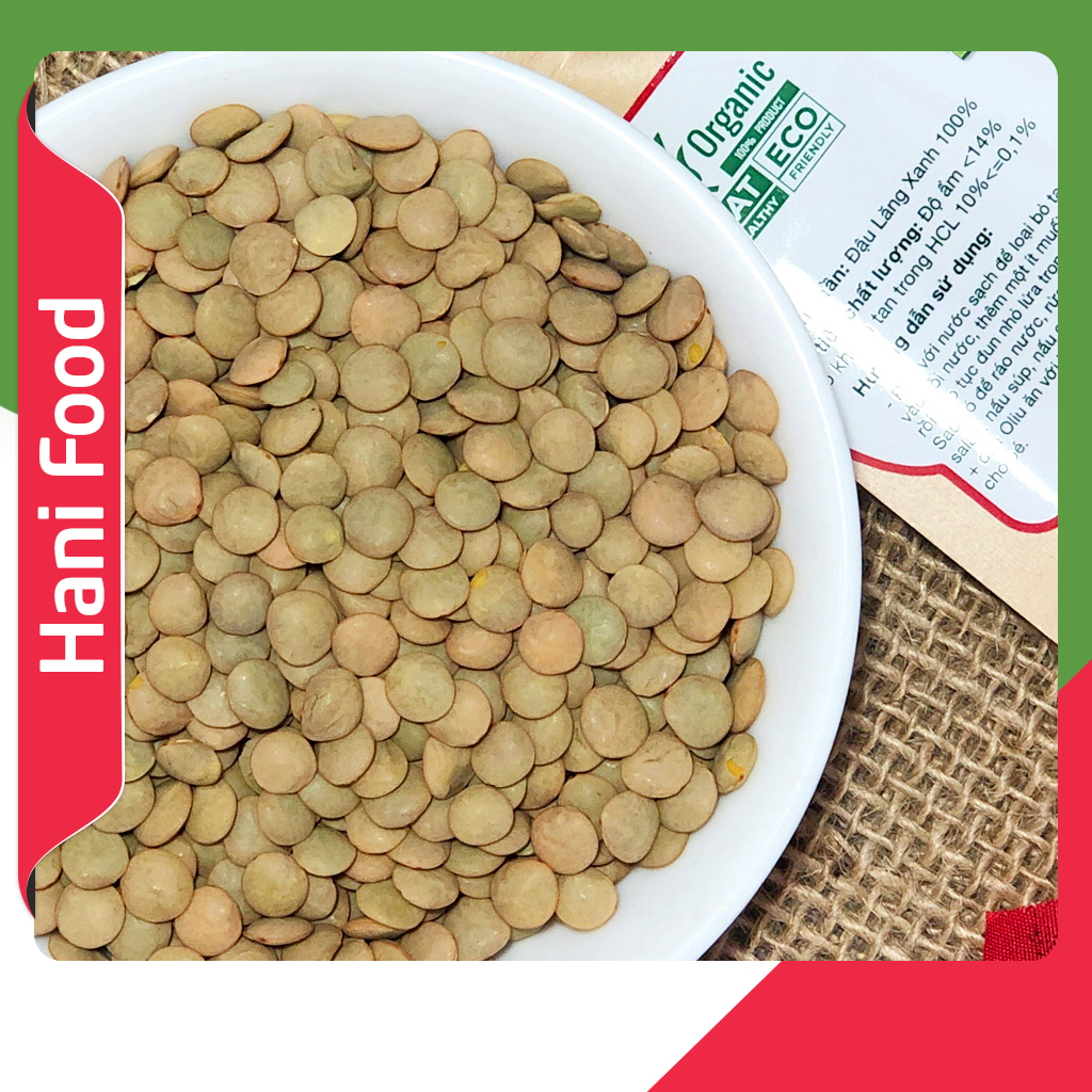 1Kg Đậu Lăng Xanh Hữu Cơ Nhập Khẩu Không Biến Đổi Gen (Lentil Peas) Argentina Nam Mỹ 🍂 Hani Healthy Food