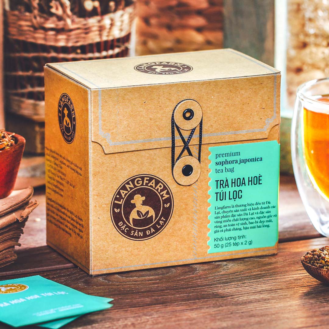  Trà thanh nhiệt túi lọc Langfarm 25 tép hộp mẫu quấn dây kraft 
