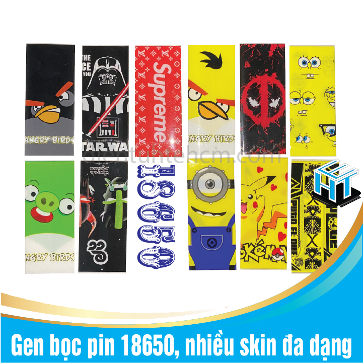 Combo 4 gen bọc pin 18650, nhiều skin đa dạng