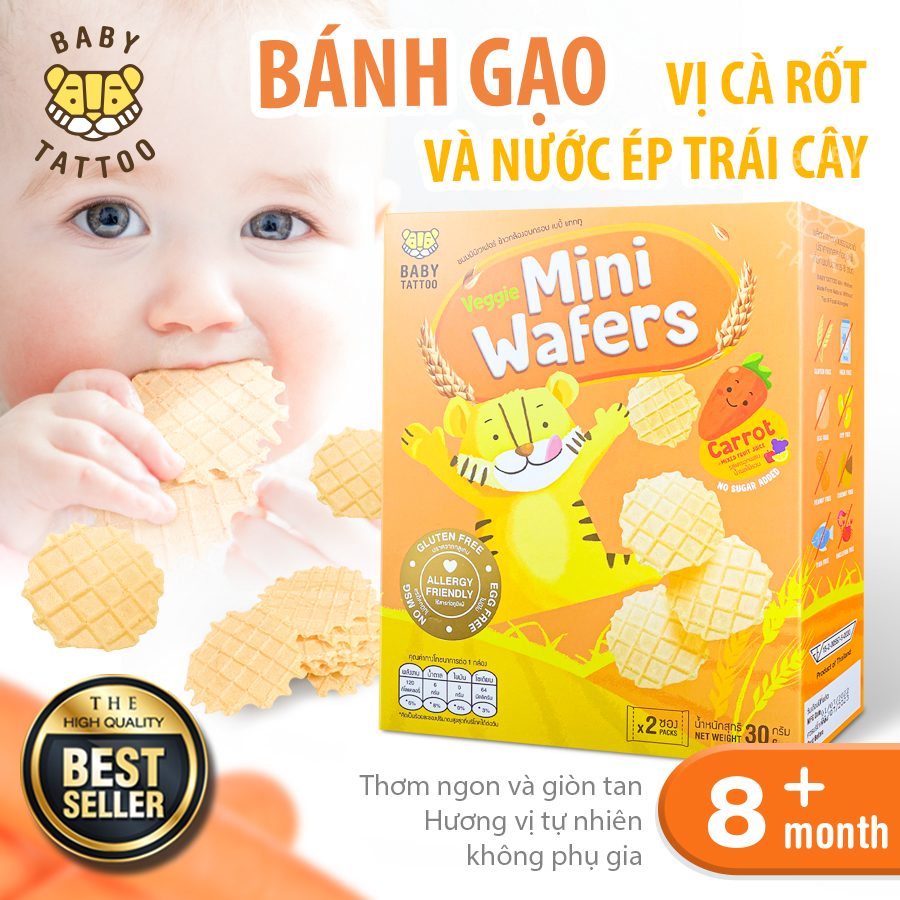 Baby tattoo bánh gạo mini wafer vị rau củ cho bé từ 8 tháng tuổi