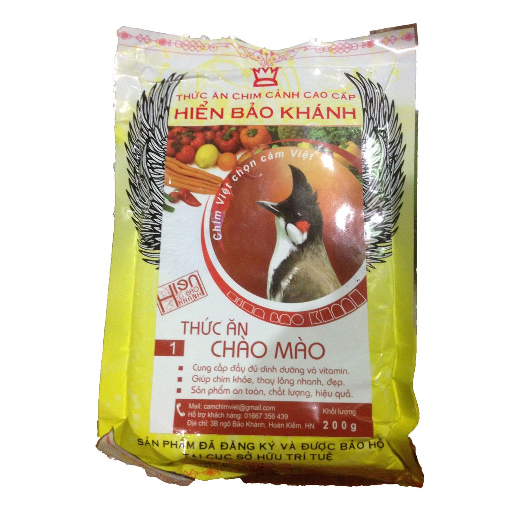 [HCM]Cám Hiển Bảo Khánh Chào Mào Dưỡng - Thay Lông (Số 1) 200g - Thức Ăn Chim Cao Cấp