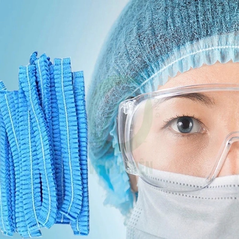 Mũ con sâu mũ giấy 1 lần y tế. Bịch 100c hàng looại 1 dai đàn hồi tốt