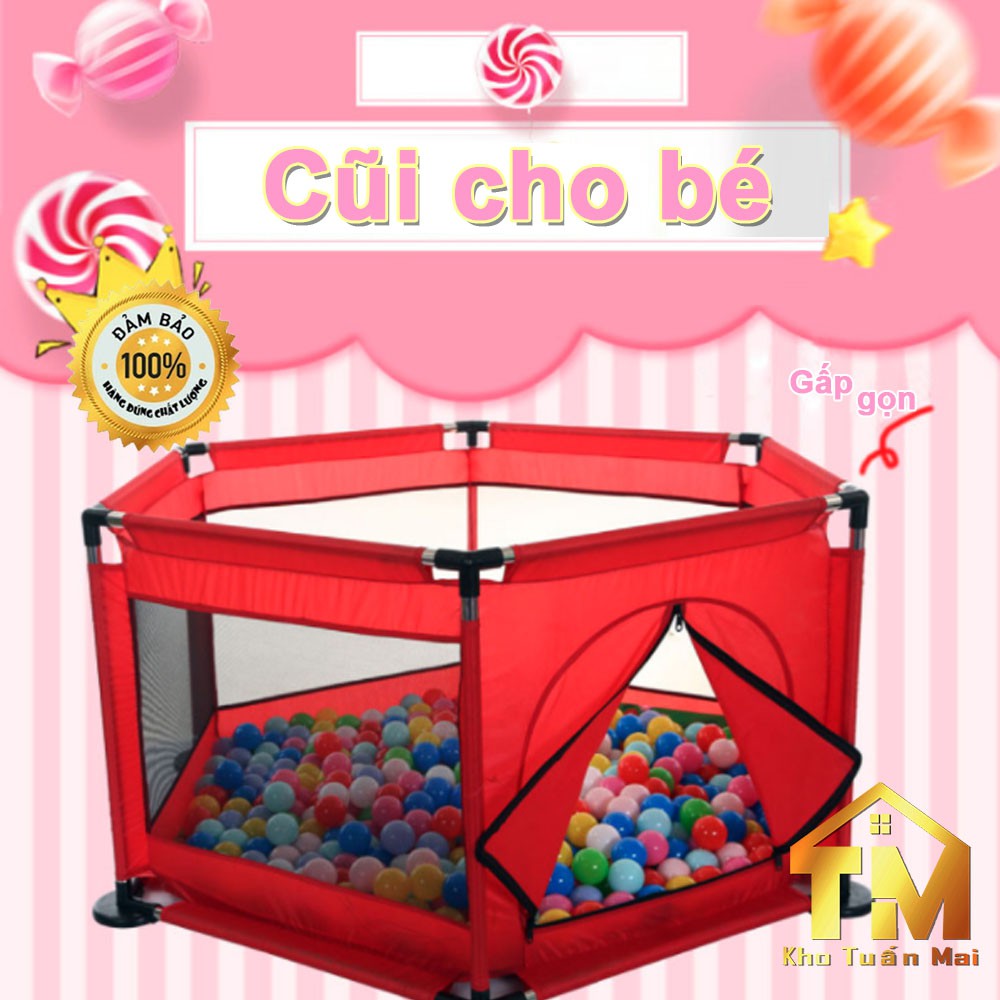 Quây BóngSALE cũi bóng lều chơi cho bé Nhà bóng mini khung Inox lưới gấp gọn di động