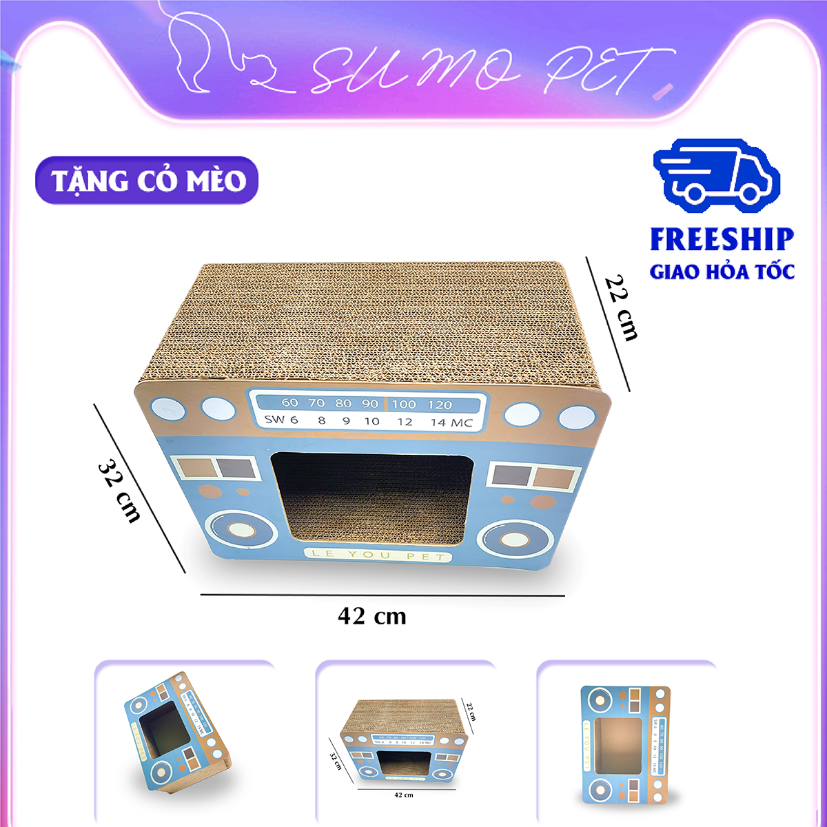 Nhà mèo, nhà cho mèo, nhà ngủ cho mèo, nhà mèo bằng giấy, bàn cào mèo radio