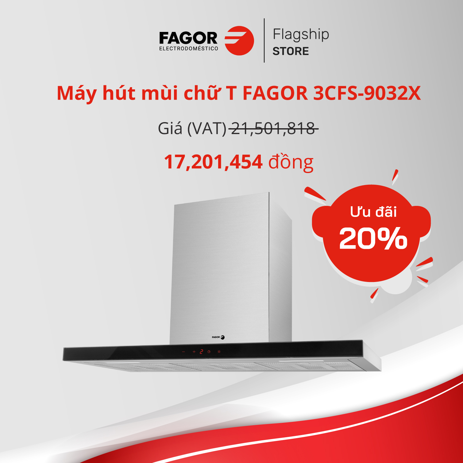 Máy hút mùi chữ T FAGOR 3CFS-9032X