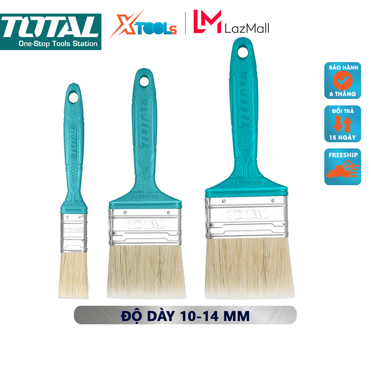 Cọ sơn TOTAL | chổi quét sơn độ rộng cọ 1 - 4 inch độ dài lông cọ 45 - 57mm độ dày lông cọ 10 - 14mm sơn, xử lí bụi góc tường, vật dụng gia đình [CHÍNH HÃNG][XTOOLs]