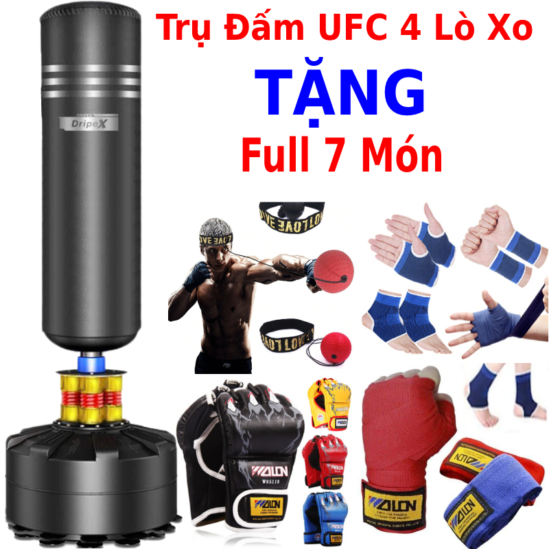 Bao cát đấm bốc boxing Kyta Sports chính hãng FREESHIP bao cát boxing UFC 4 lò xo, trụ đấm boxing phiên dài 170cm đường kính 28cm, màu đen