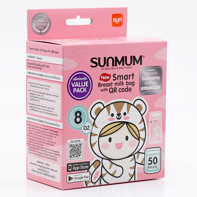 Túi trữ sữa SUNMUM khoá 3 lớp chắc chắn 250ml mẫu mới
