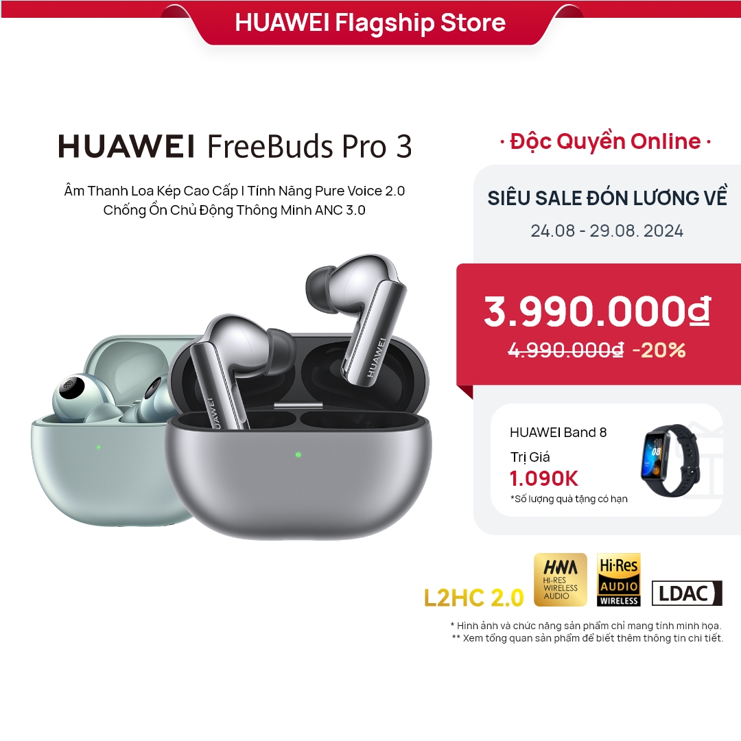 Tai nghe bluetooth huawei freebuds pro 3| âm thanh loa kép cao cấp | tính năng pure voice 2.0 |