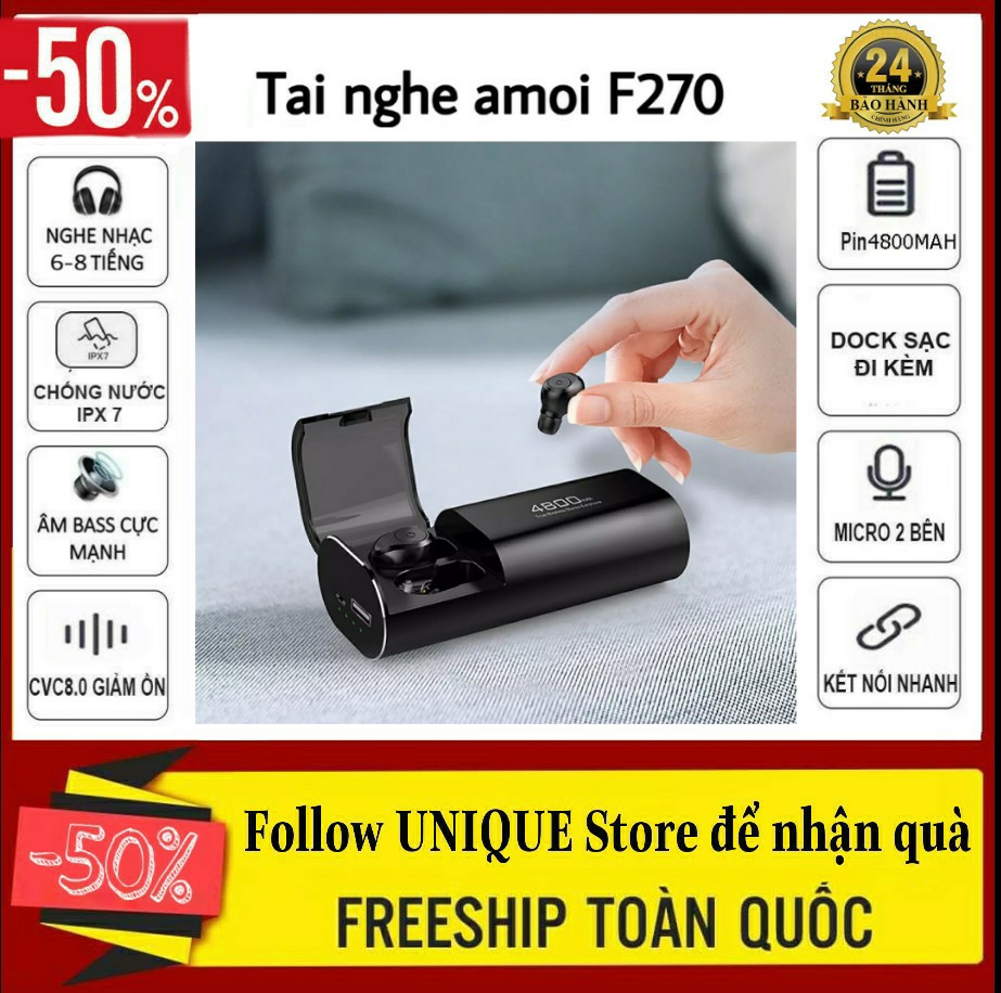 Tai nghe Bluetooth Không Dây Đời Mới F270 Bản Cao Cấp Pin 4800 mAh - Tai nghe nhét tai không dây - Tai nghe bluetooth không dây hỗ trợ mọi dòng máy