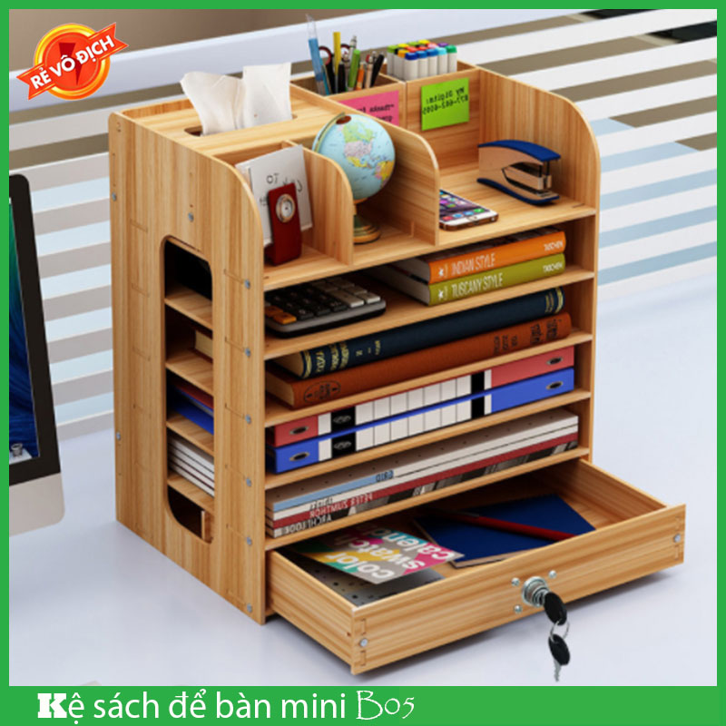 Kệ sách để bàn, Giá để sách, Tủ đựng tài liệu gỗ tự lắp ghép tiện dụng