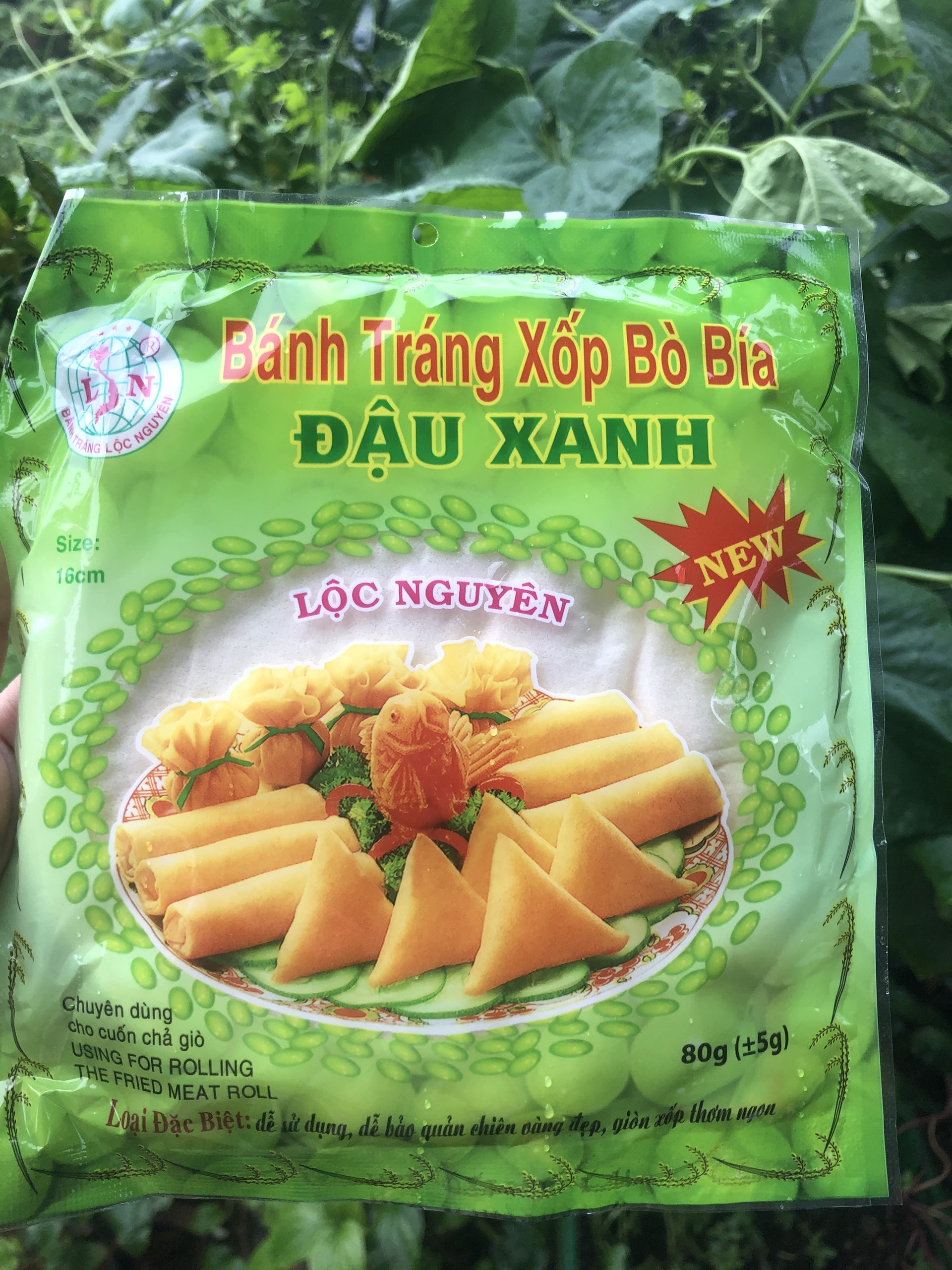 Bánh tráng xốp bò bía đậu xanh 80g chuyên cuốn chả giò chay-mặn. Date 11.2021