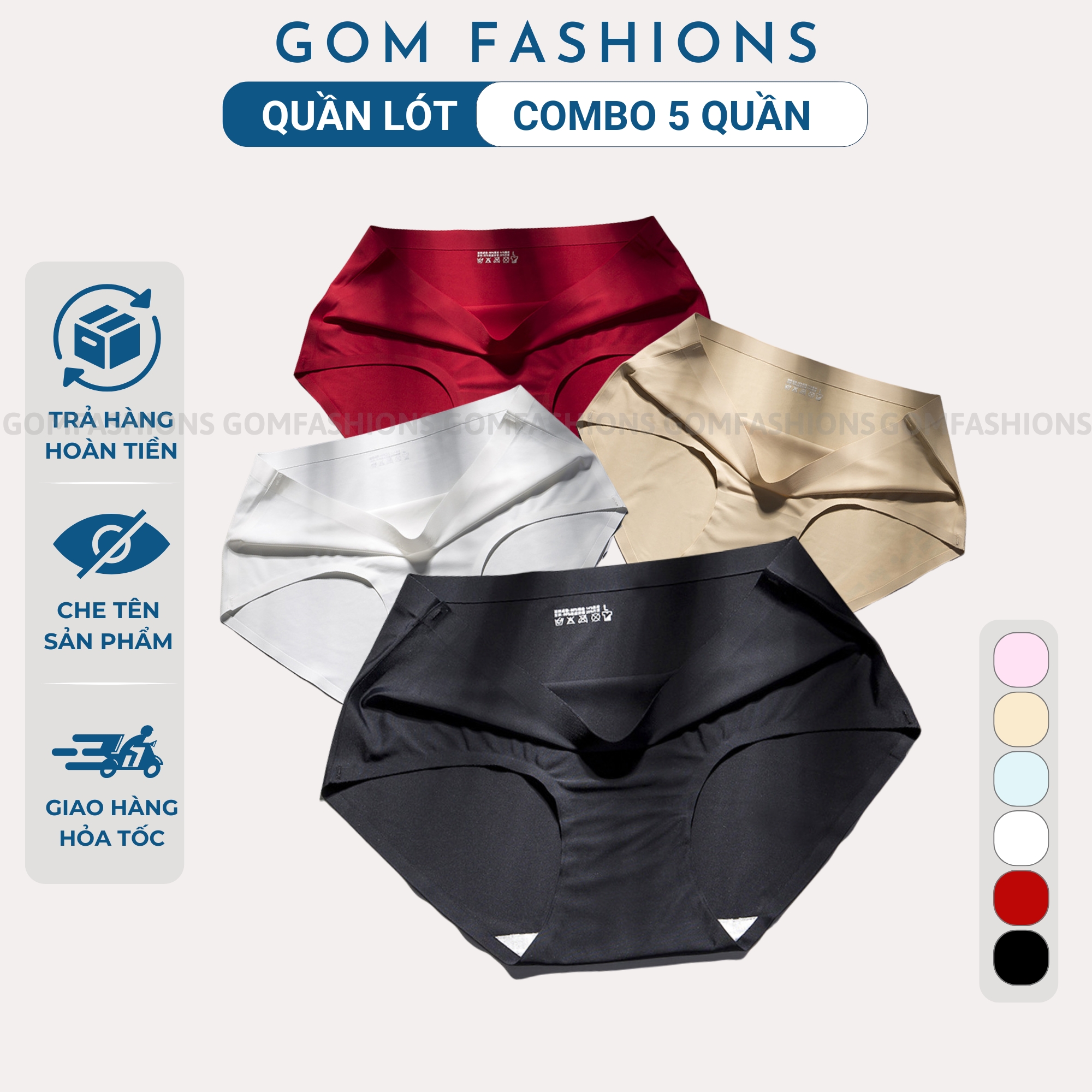 Combo 5 quần Quần lót nữ thun lạnh bigsize cạp cao cao cấp quần lót su mềm mịn thoáng mát không lộ viền - QLN-SU-CB5