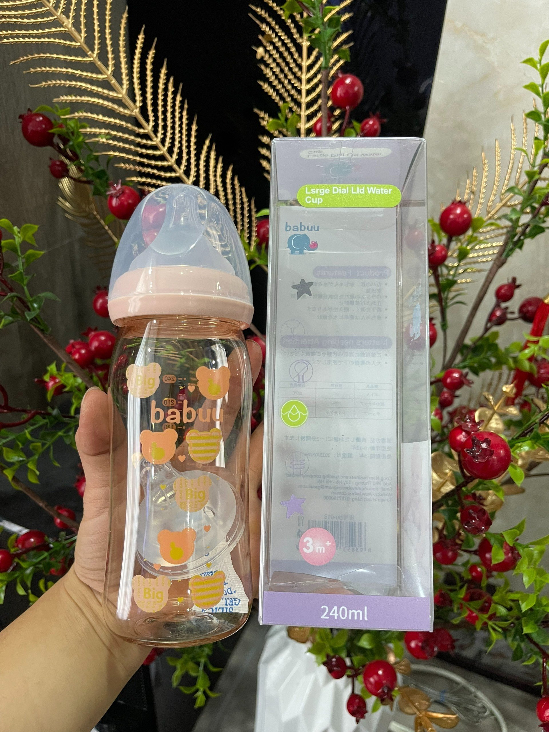 (Tặng núm) Bình sữa BaBuu cổ rộng PPSU 160ml, 240ml họa tiết đáng yêu