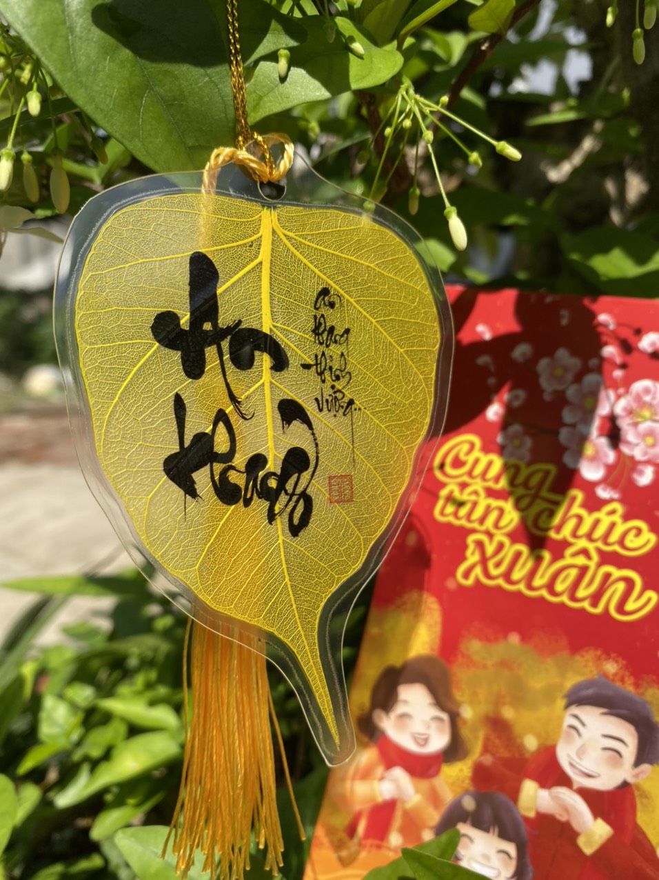 [HCM - Hàng chất lượng]Lá bồ đề in chữ AN KHANG -AN KHANG THỊNH VƯỢNG- Cực đẹp - Tặng bao lì xì