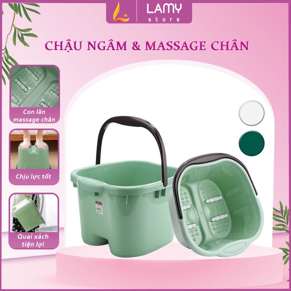 Chậu Ngâm Chân 4 Con Lăn Massge Thư Giãn, Bồn Ngâm Chân Chất Liệu Bằng Nhựa Siêu Bền Và Tiện Dụng