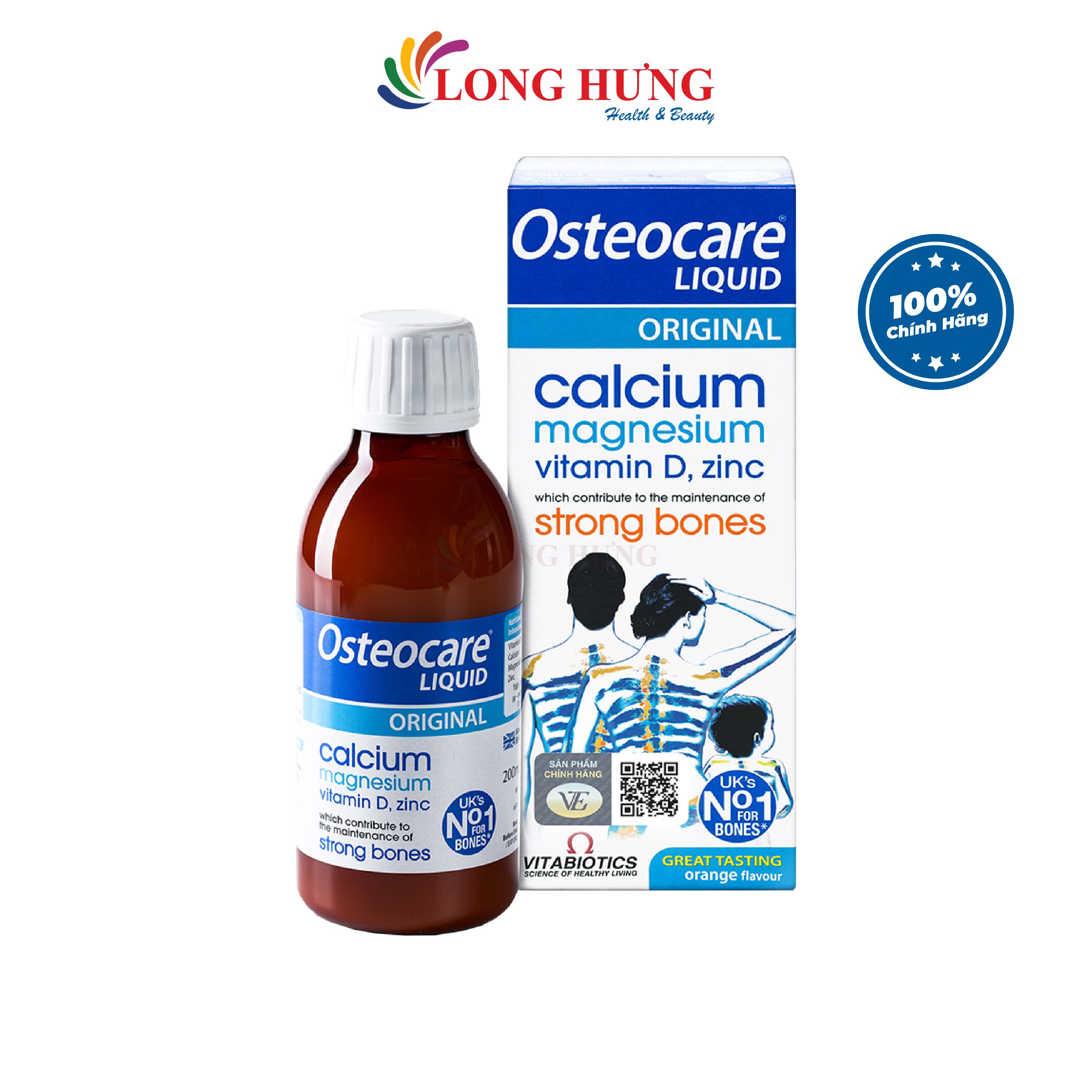 Vitamin dạng nước Vitabiotics Osteocare Liquid Original bổ sung Canxi và khoáng chất - Giúp hệ xương và răng chắc khỏe, Hỗ trợ chống còi xương, loãng xương