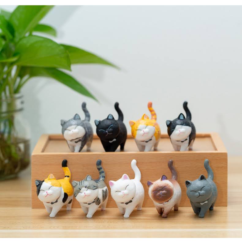 Set 9 bé mèo mô hình đáng yêu đi dạo | Tiểu cảnh mèo Terrarium để bàn mini