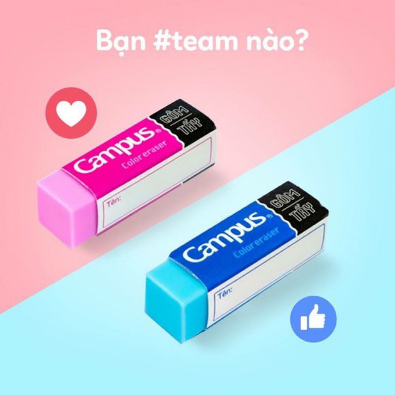 Tẩy campus màu hồng và xanh.Tẩy gôm