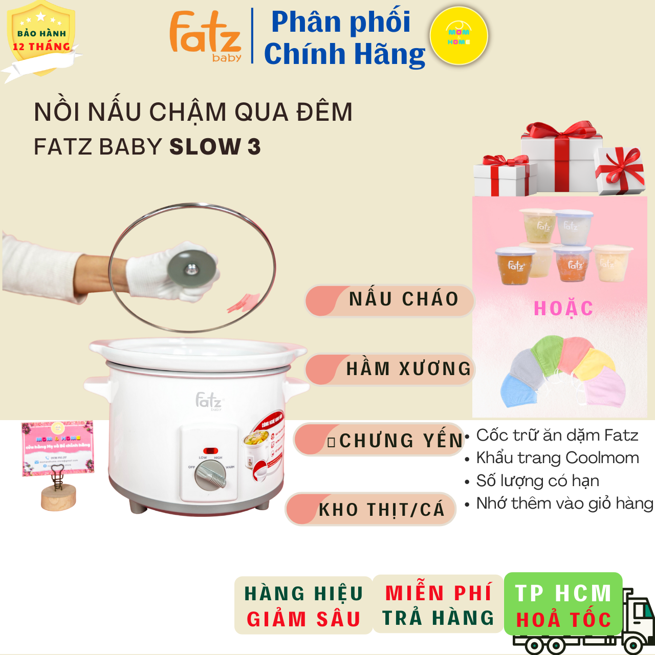 Nồi nấu chậm fatz baby slow nồi nấu cháo chậm và thức ăn dặm qua đêm fb9015mh và fb9025mh - mom and home