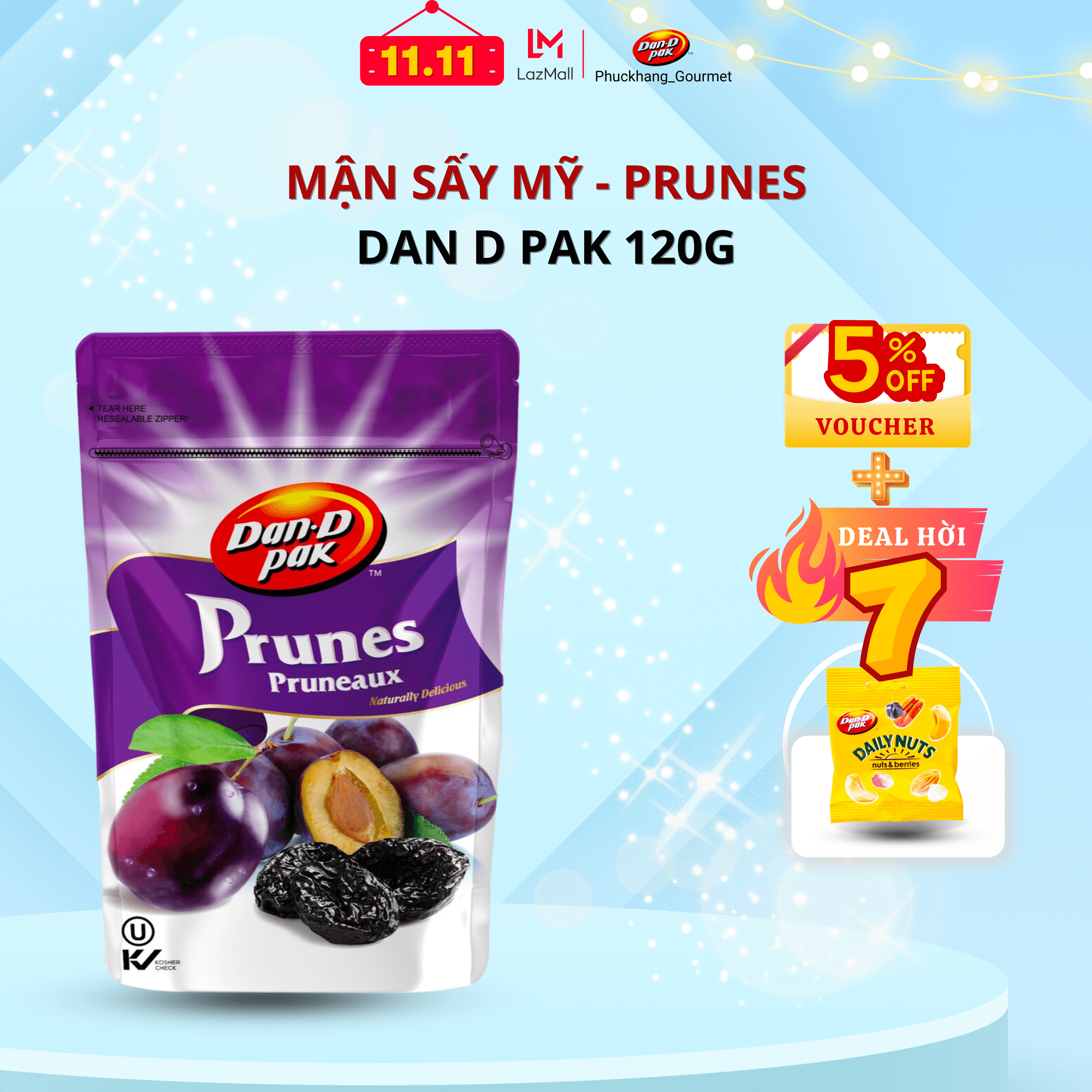 Mận sấy Chile Dan D Pak 120gr, tiêu chuẩn quốc tế, phù hợp với ăn kiêng, tốt cho sức khoẻ