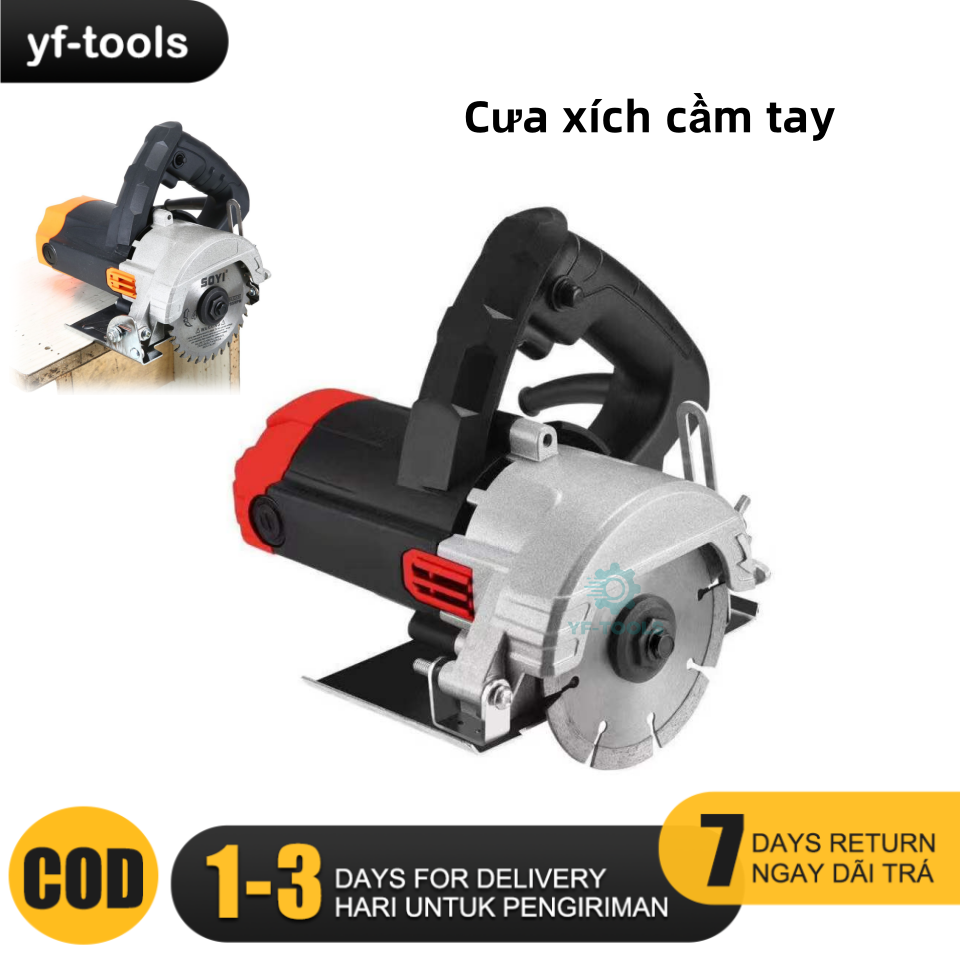 Máy Cắt Gạch Cầm Tay 1600W - Cắt Đa Năng Gạch, Gỗ, Đá - Chính Hãng Bảo Hành 12 Tháng