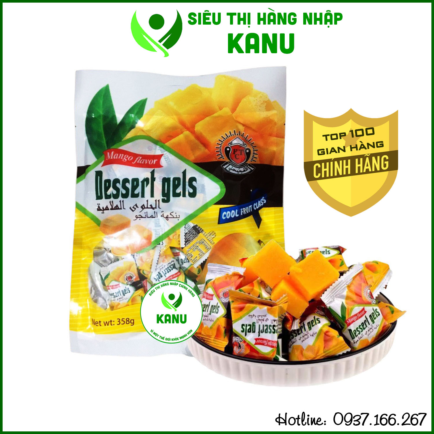 Kẹo Xoài Dẻo Dessert Gels Mango Flavor Thái Lan 358g, ăn vặt ngon rẻ