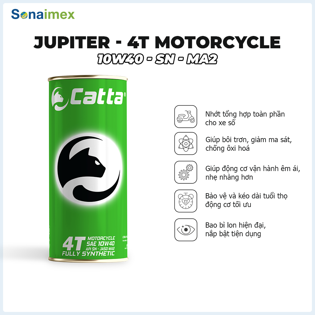 Nhớt Tổng hợp toàn phần cho xe số Catta Jupiter 4T Motorcycle SAE 10W40