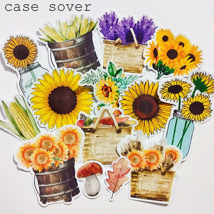 Set 14 Sticker thiết kế chủ đề Hoa Mặt Trời trang trí Planner - Case Sover