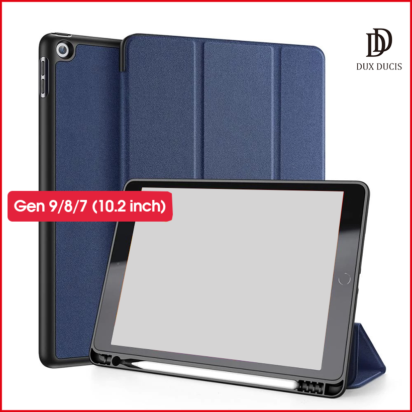 [Giao Hỏa Tốc] Bao da DUX DUCIS iPad 10.2 inch ( iPad Gen 9/ 8/ 7 ) - Mặt lưng TPU mềm, Có ngăn đựng bút (DOMO SERIES)