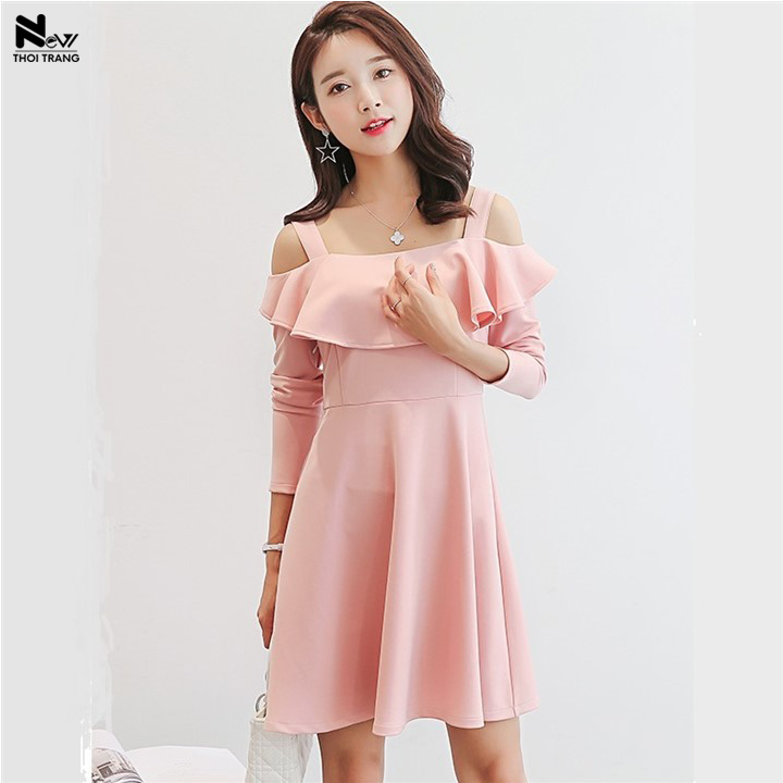 Đầm trễ vai phong cách hàn - new thoi trang