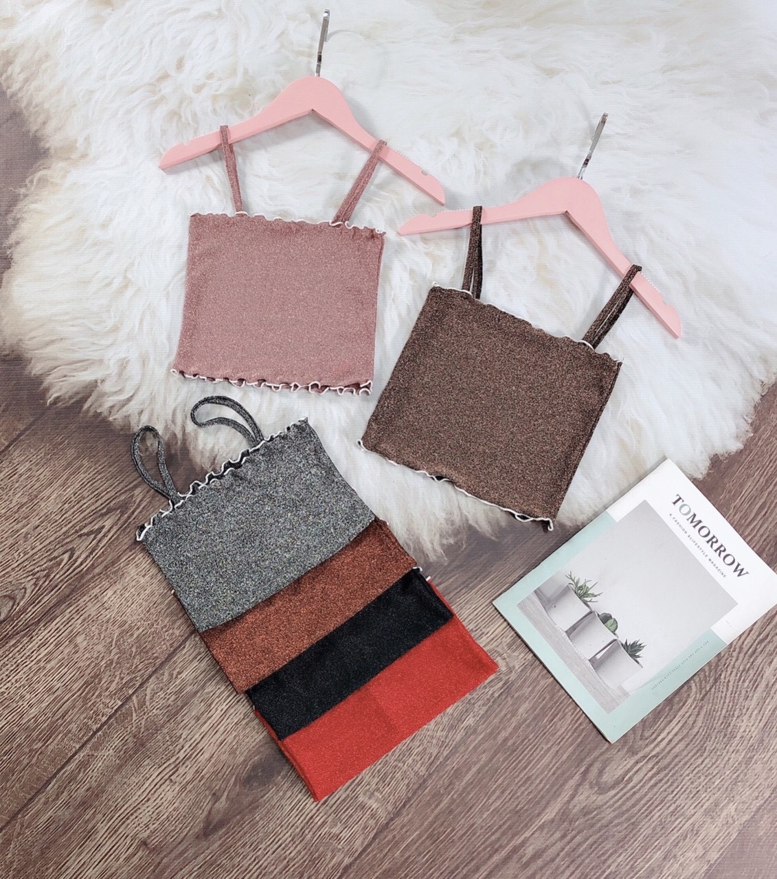[HCM]Áo 2 dây nhũ áo 2 dây kim tuyến áo 2 dây croptop