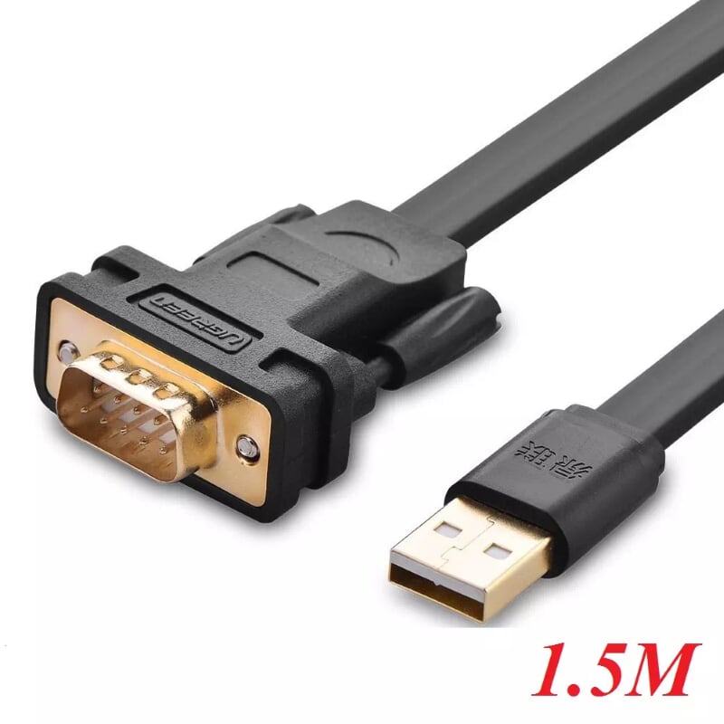 Ugreen 20208 1.5m cáp tín hiệu chuyển đổi usb 2.0 sang com rs232 dáng dẹt cao cấp cr107
