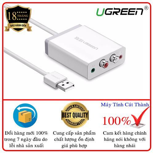 Bộ chuyển âm thanh usb ra 2 đầu 3.5mm và 2 đầu hoa sen dài 1m ugreen 30521