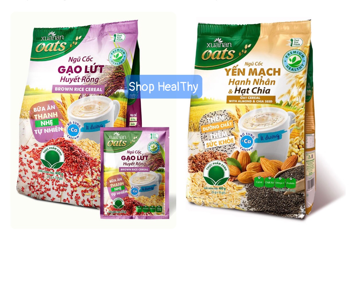 ComBo NC Gạo Lứt Huyết Rồng 400gr + NC Hạnh Nhân 400gr - Tặng 2 Gói Y.Mạch