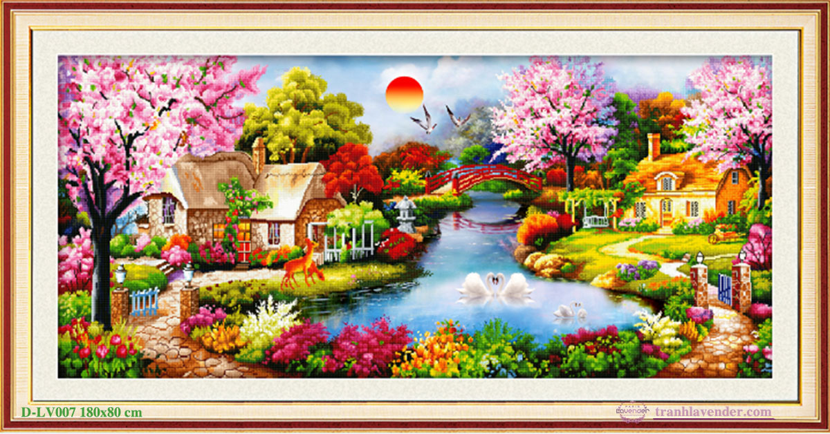 Tranh đính đá mùa xuân ấm áp lv007 180 x 80cm
