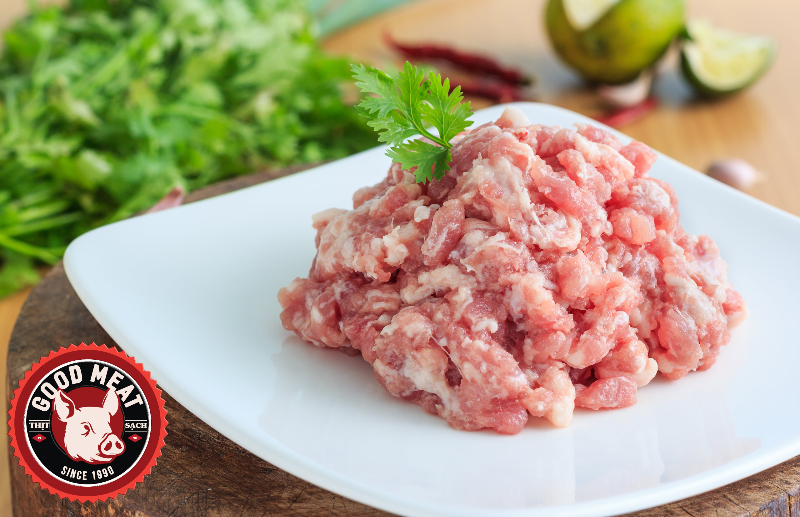 Thịt heo xay có mỡ GoodMeat -Thịt heo nóng giao trong ngày