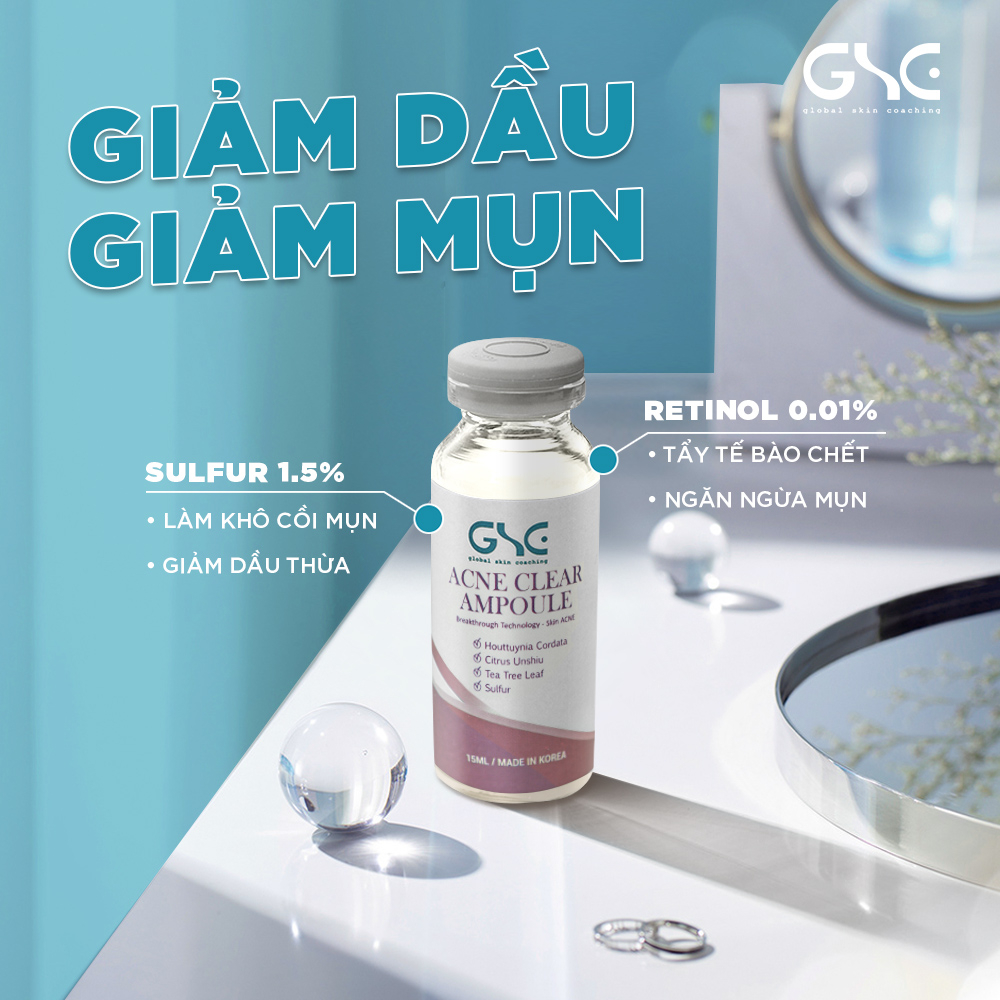 Serum xử lý mụn,giảm mụn,giảm dầu nhờn, tái tạo da mụn gsc acne clear ampoule 15ml