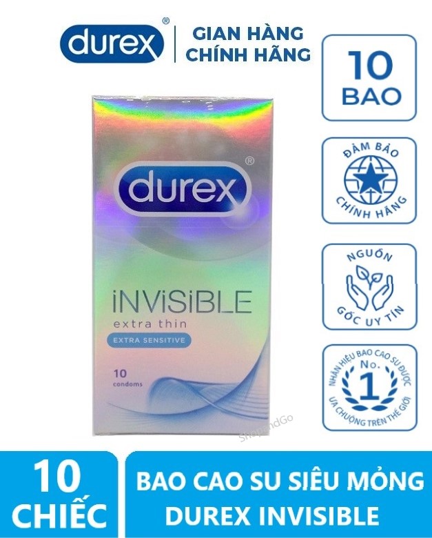 [HCM]Bao Cao Su Durex Invisible Extra Thin Sensitive - Hộp 10 Cái