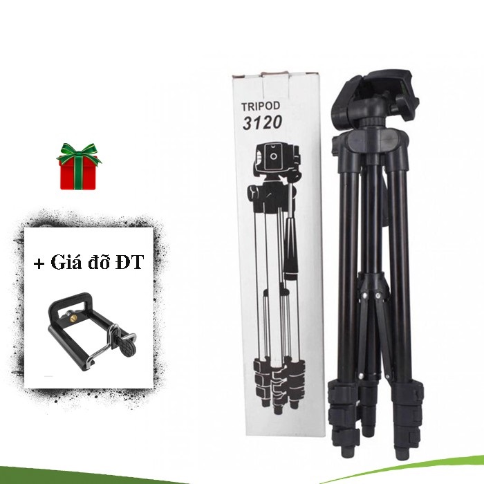 Gậy Chụp Hình Điện Thoại, Tripod ba chân 3120A Tặng Kèm Đầu Kẹp Điện Thoại