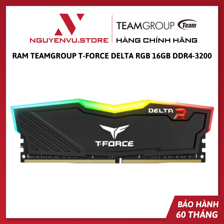 Teamgroup T-Force Delta RGB 16GB DDR4-3200 PC RAM combo-Black
