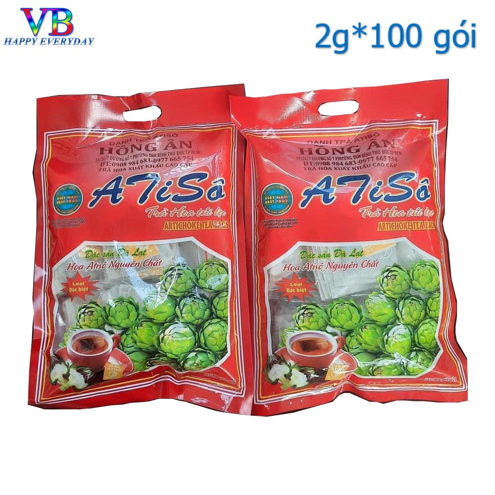 Trà Atiso túi lọc 2g*100 gói Hồng Ân chế biến từ hoa Atiso nguyên chất