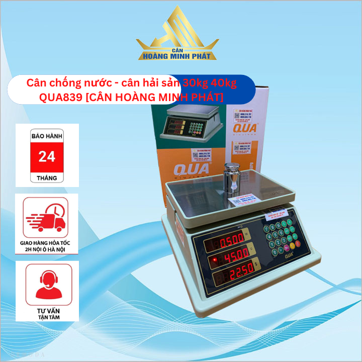 Cân điện tử chống nước 40kg 30kg, Cân tính tiền, cân hải sản QUA839 [ Bảo Hành 2 Năm ] [ CÂN HOÀNG MINH PHÁT ]